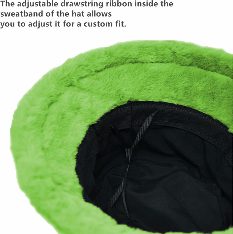 Glory Max Winter Fluffy Plush Bucket Hat Cozy Faux Fur Wide Brim Adjustable Size for Women - Image 4